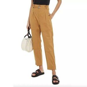 RAG & BONE Hunter Belted Cotton-Twill Paperbag Pants, Tan, 26